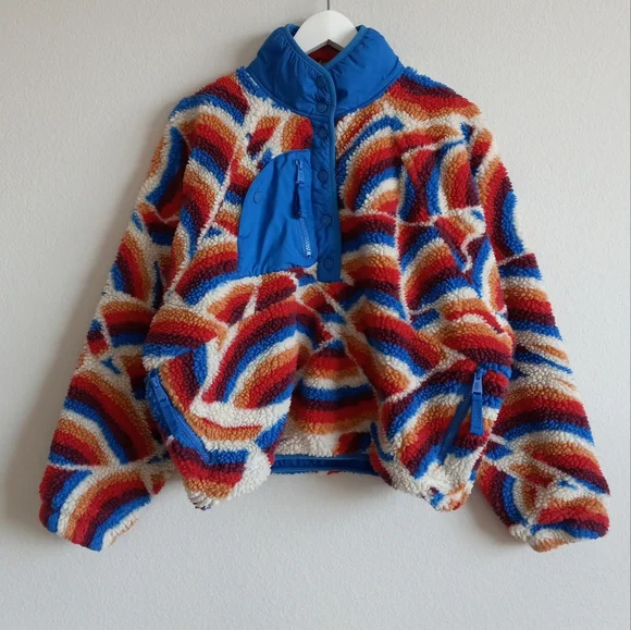 Free People Movement Hit The Slopes Printed Fleece Pullover Jacket S - Picture 13 of 14